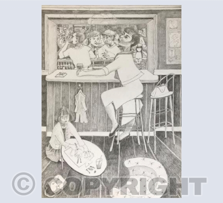 In the ladies bar