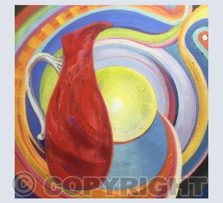 Red glass jug