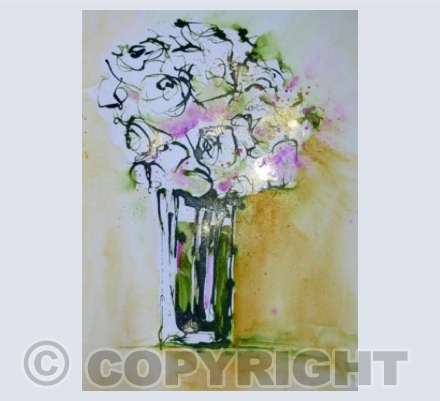Vase of white roses