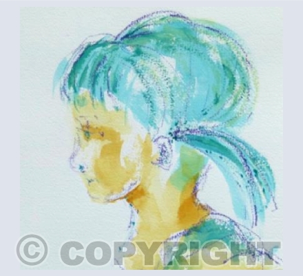 Girl with blue pigtails