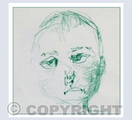 Sad eyes drawn in green
