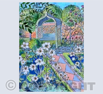 Walled garden with anemones 