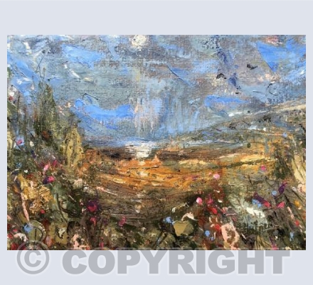 Across the fields to the sea, moonlight