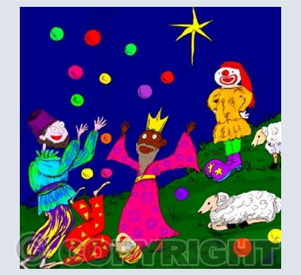 wise men jugglers, shepherds clowns