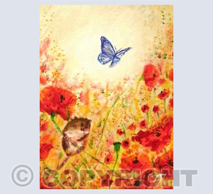 mouse in poppies