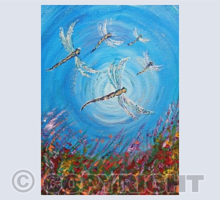 Flower Dragonfly Moon