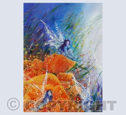 Fairies In Moonlight Poppies