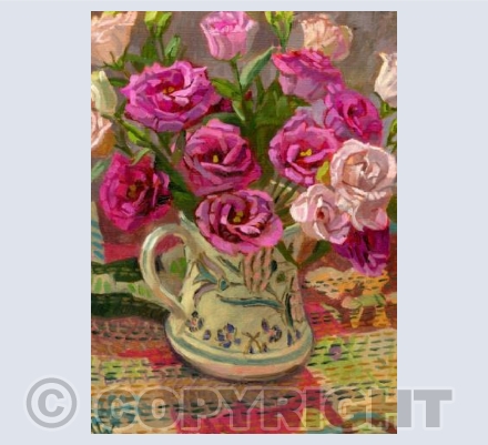 Lisianthus in Honiton Jug