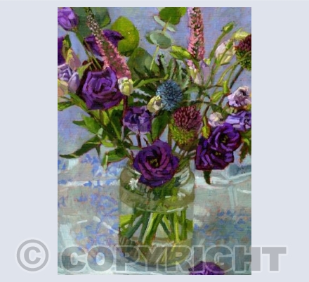 Purple Lisianthus with Thistles
