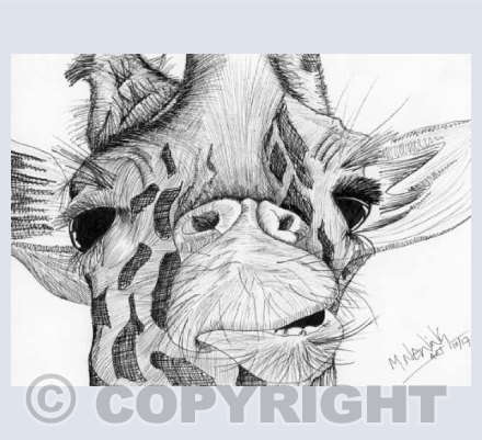 Giraffe Ink Art