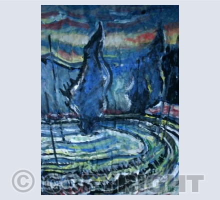 Frozen pond and tree