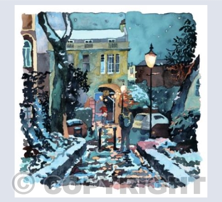 Snowy Nightfall Clifton Village