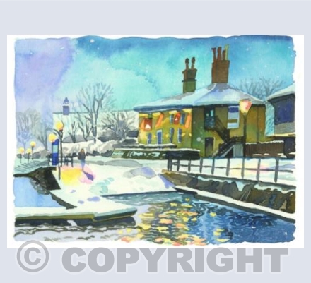 Snowy Nightfall, Cottage Pub