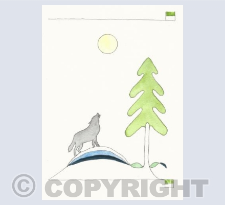 wolf and the moon
