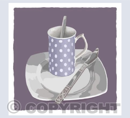 Purple cup and knife