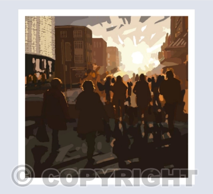 Shopping on Exeter High Street at Sunset