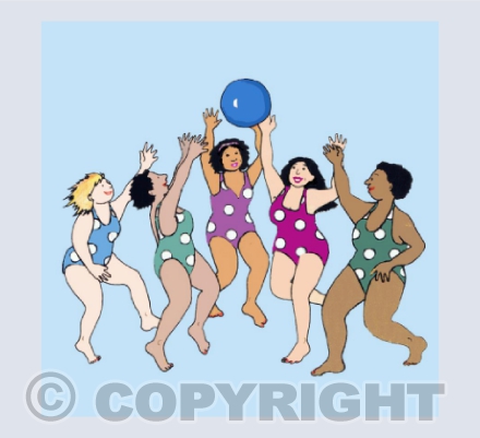 Beach Ball Babes on Blue