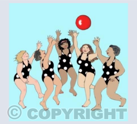 Beach Ball Babes on Blue 
