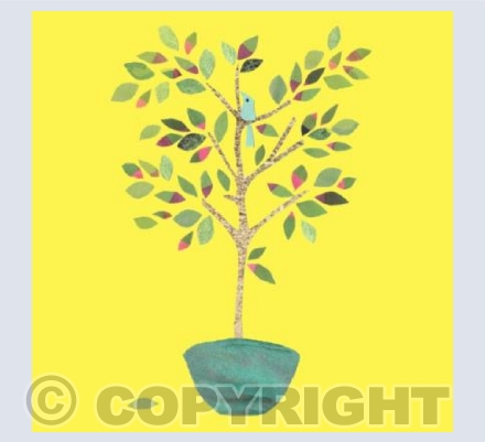 Little tree on yellow