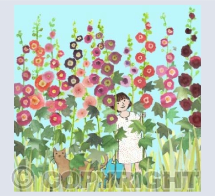 Midst the Hollyhocks 