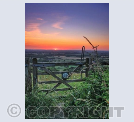 Sunset gateway, Ibberton Hill, Dorset.