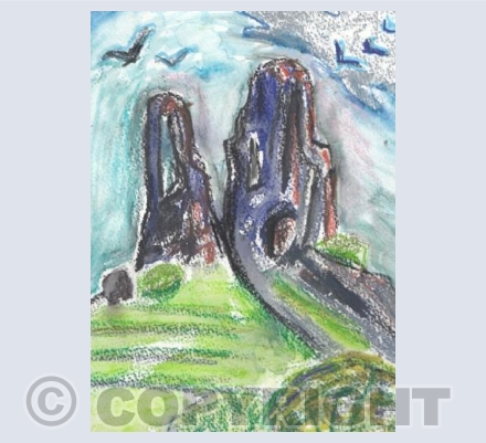 Corfe Castle - grey