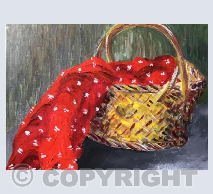 Basket with red cloth