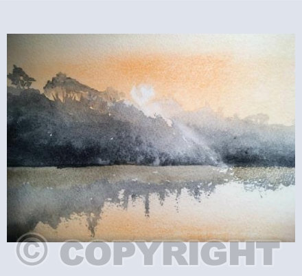 Misty dawn on the river Torridge