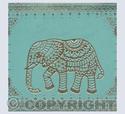 Gold on Turquoise Elephant