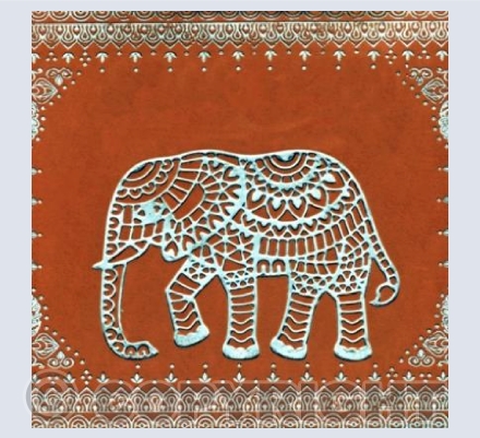 Silver on Orange Elephant