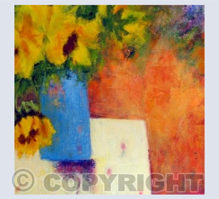 Sunflowers in a Blue Pot