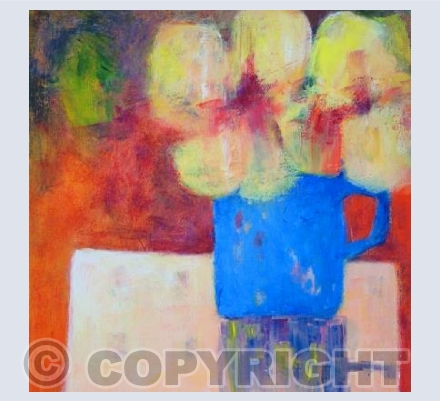 Nasturtiums in a Blue Mug