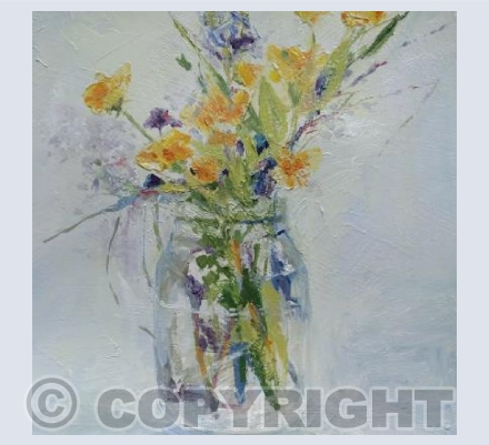 Wild flowers in a jam jar