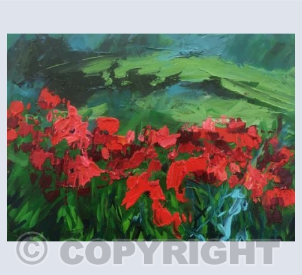 Poppies with a Dark Sky