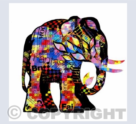 Elephant with leaves