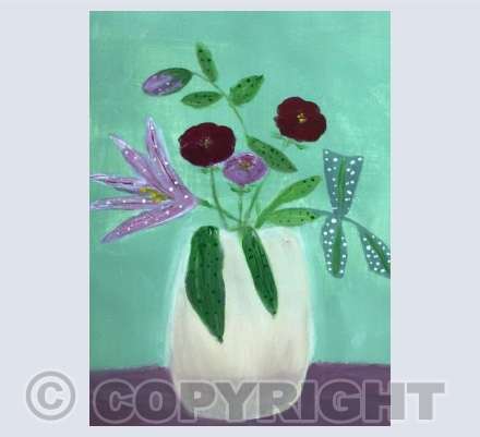 White vase and flowers