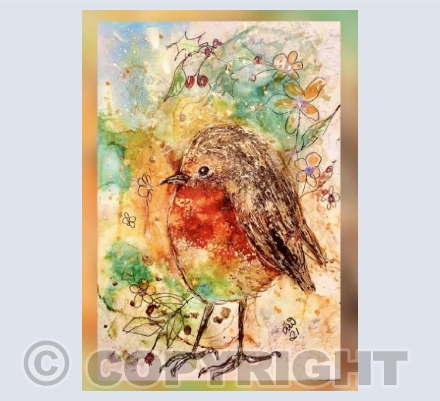 Alcohol ink Robin 