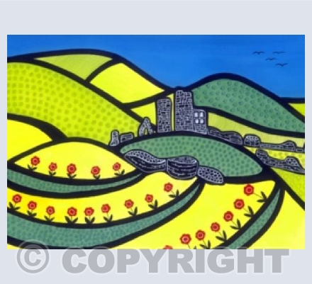 Red Flowers over Corfe Castle