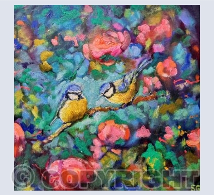 Bluetits and Roses