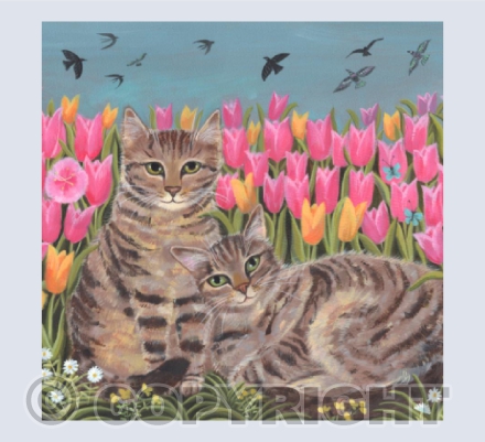Tabbies with Tulips