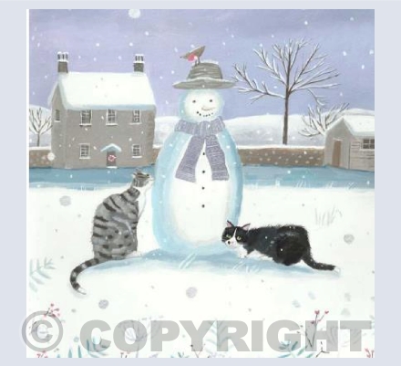 Cats with snowman