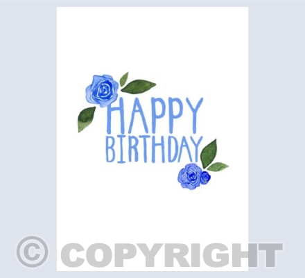 Happy Birthday Roses in Blue
