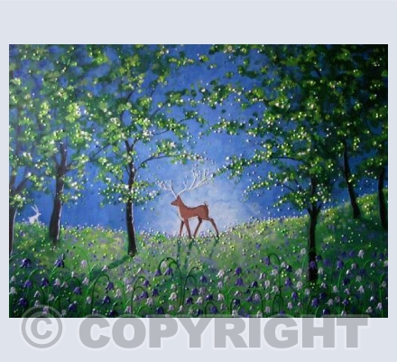 Stag in the bluebell wood