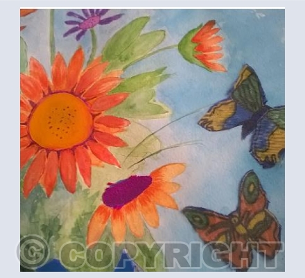 Flowers and silk butterflies