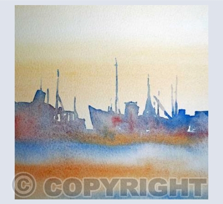 fishing boats at dawn Corfu