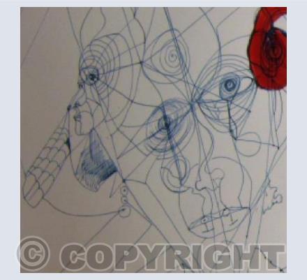 Red & Green Figure Face detail 1