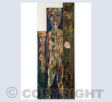 Visiting Figures - tryptych panels