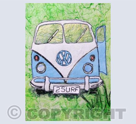 Blue camper van