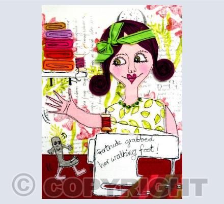 Gertrude grabbed her walking foot