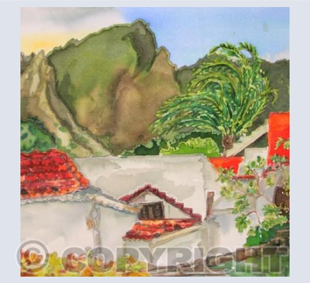 Looking from El Convento, Hermigua Valley, La Gomera, Canary Islands